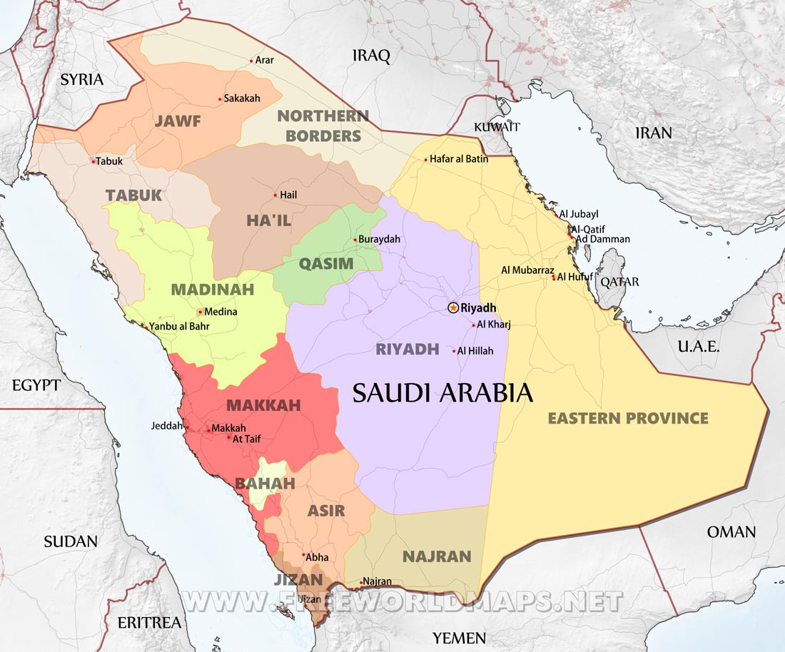 Map of Saudi Arabia